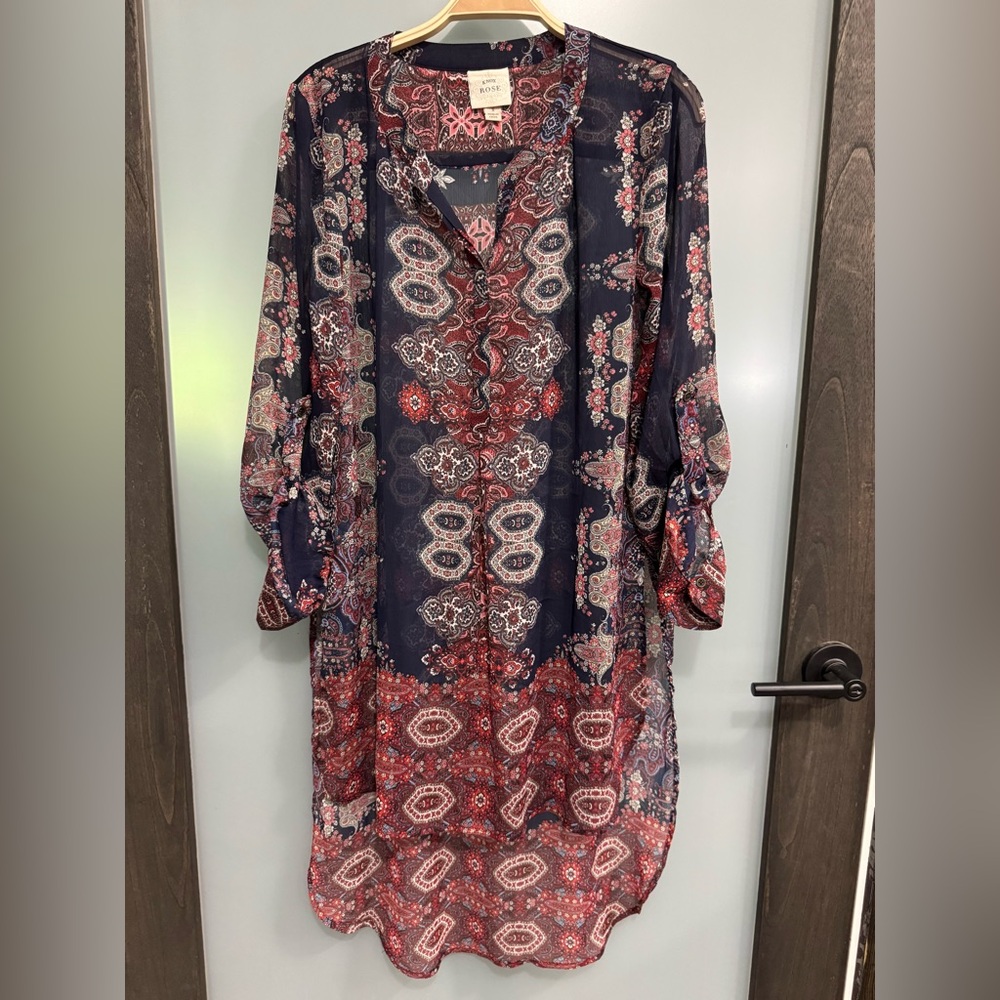 Navy and Red Paisley Tunic